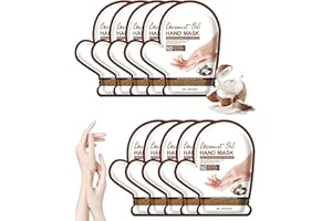 SEESUNO 10 Pairs Hand Mask Gloves, Coconut Hand Masks for Dry Hands Repair Deeply Skin Care Gifts for Women