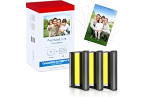 FOISET Remplacer Pour Canon Selphy cp1500 cp1300 Papier Photo KP-108IN 3115B001(AA) Cartouche et Papier, Compatible Selphy CP1500 CP1300 CP1200 CP910, 3 Cartouche d'encre avec 108 Papiers (100 x 148 mm)