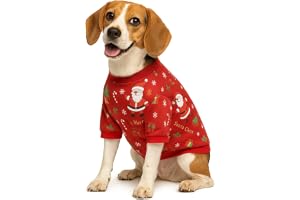 KUTKUT Decorative Stunning Christmas Print Winter Dress for Small Dogs and Cats Fine Workmanship Fleece Winter Tshirt for ShishTzu, Pug, etc (Size: 2XL, Chest: 58cm, Back Length: 40cm)