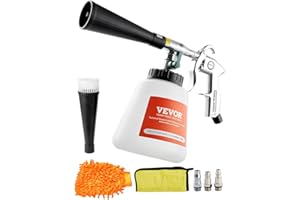 VEVOR Pistolet Nettoyage Voiture à Air Haute Pression 6-9,2 bars 2 Buses, Réservoir 1 L, Tuyau Rotatif Alu, pour Éliminer Saleté Poussière Surface, Fonctionne avec Compresseur d'Air 1/4 NPT Non Inclus