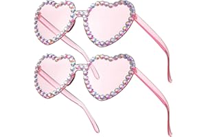 Fiada 2 Paar Herz Sonnenbrillen Herzförmige Brillen Lustige Partybrillen für JGA Hochzeit Fasching Kostüm Farbige Randlose Sonnenbrillen für Frauen