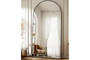 ‎BEAUTYPEAK BEAUTYPEAK Bogen Ganzkörperspiegel,180x76 cm Gewölbter Standspiegel Groß in voller Länge, an der Wand montiert, lehnend, Bodenspiegel Ganzkörper als Ankleide Eitelkeitsspiegel für Wohnzimmer, Schwarz