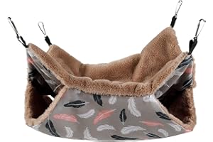 AISOWAY Hamac Chinchilla Furet, 34x34cm Hamac pour Animaux De Petite Taille Hamac Lapin Hamac Doux À Double Couche pour Hamster Chinchilla Cochon d'Inde Rat Souris Ecureuil Hérisson Petit Animal(café)