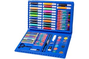 BJ-SHOP Estuche Colores,Niños Acuarela Lápiz Niños Dibujo Kit de Artista Lápices de Colores Set Crayón Pintura al óleo Brocha Herramienta de Dibujo Regalo Con Caja para Papelería Escolar 86 unids