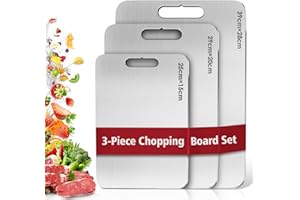PARPAT Titan Schneidebrett 3er Set - Antibakteriell & BPA-Frei - S316 Edelstahl mit Titan-Veredelung - Messerschonende Kuechenbretter fuer Fleisch, Obst & Gemuese - Spuelmaschinenfest