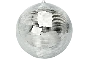 FX Lab 16" (40cm) Disco Glitter Mirror Ball with Mirrored Facets and Hanging Point, For Parties, Theatre, Club, Display, Shop