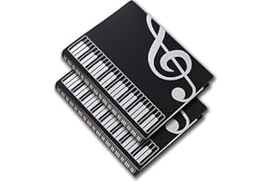 NINEWORD Music File Folder Document Wallets A4 Size Sheet Music Folder Music Themed Plastic Wallets Storage Folder with Pocket (2, Black)