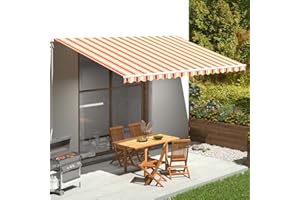 puraday Markisen Ersatzstoff 5x3 m Markisenbespannung Gelb und Orange Markiesenstoff Wasserdicht Polyester mit PU-Beschichtung