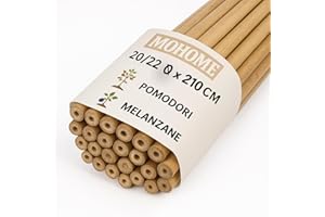 MOHOME Canne Bambù Giardinaggio Naturali Set 10 Cannette 20/22 Ø x 210 cm Bastoncini Supporto Piante Orto Sostegni Tutore Pali Resistenti Rampicanti Giardino Pomodori Melanzane