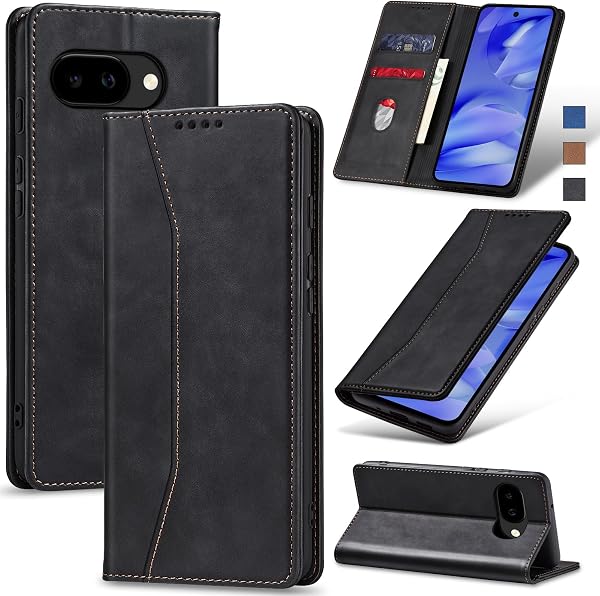 Jasonyu Funda para Google Pixel 9A,Cuero PU Carcasa,Tipo Libro Flip Case con Tarjetas y Cartera,Soporte Plegable,Cierre magnético,Capa (Negro) - 1