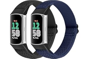 SHIJZWD 2 Pezzi Cinturino Compatibile con Fitbit Charge 6/Fitbit Charge 5, Regolabile Braccialetto Elastico in Nylon cinturino di ricambio Sportive per Fitbit Charge 5/Fitbit Charge 6, uomo e donna