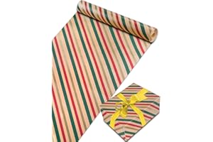 Rouleau Papier Cadeau Noel 44cm x 30m, TOYPOPOR 13 Modèles de Papier D'emballage de Noël, 100 g/m² Recyclé Biodégradable Papier D'emballage Cadeau pour Noël, Anniversaire, Vacances (Rayures)