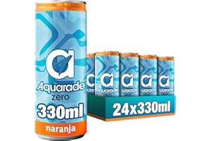 Aquarade original sabor naranja, bebida refrescante con sales minerales cero calorías y cero azúcares, pack de 24 latas de 330 ml, 7.92 litros en total
