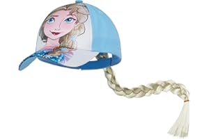 Disney Casquette Enfant Fille Princesse Casquette Elsa Casquette Ariel la Petite Sirène Casquette de Baseball Fille avec Tresse Cheveux Accessoire Mode Taille Unique