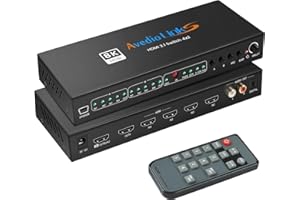 8K 60Hz HDMI Matrix Switch 4X2 z ARC, avedio links 4 w 2 Out HDMI2.1 Matrix HDMI Video Switcher Splitter+ Optical &L/R Audio Extractor, obsługa 4K @ 120 Hz HDR10 HDCP2.3 automatyczna scale z pilotem