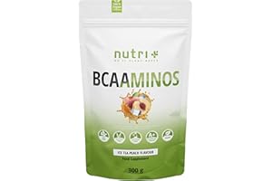 ‎NUTRI + Nutri + Instant BCAA Pulver Ice-Tea Peach 300 g Vegan - Hochdosierte Aminosäuren BCAAs - L-Leucin L-Isoleucin L-Valin 2:1:1 Aminos - Pfirsich Eistee