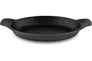 COMMICHEF Die-Cast Aluminium Oval Mini Au Gratin Dish, Black, 20 x 14cm, 400ml