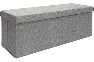 DuneDesign Otomana XXL Banca Plegable 110x38x38cm Incl 2 Paredes divisorias 120L pie de Cama Rectangular sofá Forrado con Tela 3 plazas Gris Claro