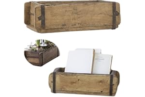 ‎LS-LEBENSTIL LS-LebenStil Echte Alte Holz Aufbewahrungsbox - Original Unika Ziegelform 1 Fach - Rustikal Braun - 31x15x9,5cm Holzbox Holzkiste Holzkasten Pflanzkübel Ordnungsbox Allzweckkiste Aufbewahrungskiste