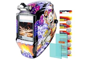 TRQWH Large Viewing Welding Helmet Auto Darkening True Color Solar Powered Welding Hood with 4 Arc Sensor Adjustable Wide Shade Range 4~5-8/9-13 Welder Mask for TIG MIG ARC Weld (TRQWH-LE04)