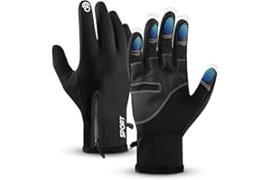 AURUZA Winter Gloves Men Women, Zipper Cycling Gloves Touch Screen, Windproof Warm Gloves Cold Weather, Anti-Slip Gloves
