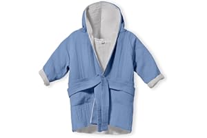 Mababu Bademantel Kinder mit Kapuze | 100% Bio-Baumwolle GOTS Zertifiziert | Premium Musselin Kinderbademantel für Mädchen & Jungen | Maschinenwaschbar & Trocknergeeignet | 4-lagig | 1-6 Jahre