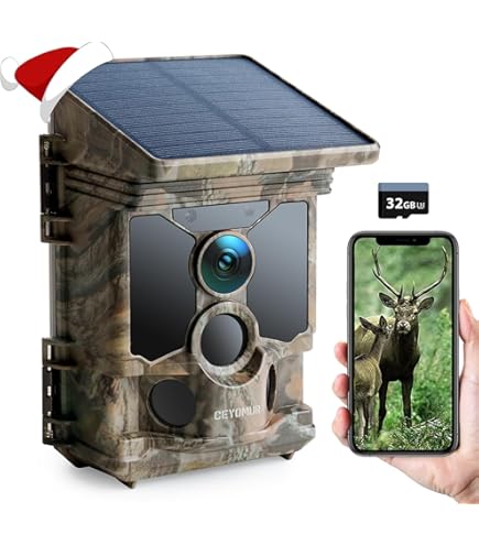 WOLFANG Solar Wildlife Camera 4K 68MP, WiFi Bluetooth Trail Camera met