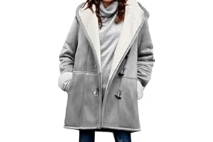 Vancavoo Sudadera con Capucha Larga para Mujer Abrigo Térmico de Muntjac Artificial Invierno Chaqueta de Lana Engrosado y Cálido con Bolsillos y Cremallera