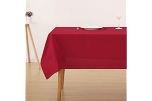 Deconovo Mantel Navidad Antimanchas Rectangular Mantel Rojo Impermeable de Poliéster para Mesa Decoración de Mesa Hogar Cocina Salón Cumpleaños130x220cm Rojo
