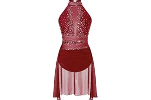 CHICTRY Women's Lyrical Dance Costume Ruched Drape Modern Contemporary Dance Dress