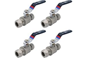 UNVENTED COMPONENTS EUROPE Ball Valve Full Bore Black Lever Compression, 15mm, 22mm and 28mm, Chrome Plated Brass (15mm, 4)