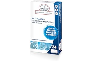 P6 Nausea Control, Gomme da Masticare Azione Anti-Nausea, Senza Zucchero, a base di Zenzero, Finocchio e Carciofo, Sollievo per Nausea e Difficoltà Digestive - 1 Confezione da 24 Gomme