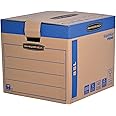 5 BANKERS BOX EXTRA LARGE Strong Moving Boxes, 85L FastFold Moving Boxes, SmoothMove Cardboard Packing Storage Boxes, Heavy Duty Double Wall Boxes with Handles, 40.5 x 45.5 x 45.5cm, Pack of 5