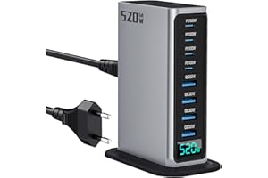 BKELHS USB C Charger Block 520W 8 Port GaN Fast Charging Station Hub for Laptop, iPad, iPhone 16 Pro Max Fast Charger Pixel DELL MacBook Pro/Air Galaxy S25 Steam Deck USB C Charger Adapter for Android