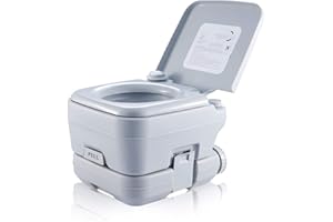 CO-Z DARTMOOR Portable Camping Toilet with 10L Flushable Tank, Outdoor Travel Toilet for Camper, Campervan, Caravan, Boat, Porta Potty with Air Pressure Pump