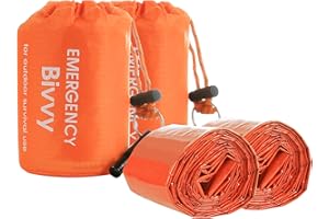 XiYee 2 Mantas de Dormir de Emergencia con 2 Silbatos de Supervivencia, Saco de Supervivencia Ligero e Impermeable, Saco Térmico Portátil para Acampar, Senderismo, Al Aire Libre