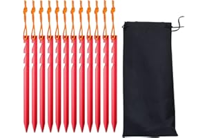 HOOPOE Piquetas Camping Suelo Duro,12 Piezas Estacas para Tienda de Aluminio,18cm Clavijas para Tienda,Piquetas Tienda de Campaña para Jardín,Exterior,Camping