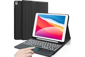 ‎EARTO Earto iPad Tastatur 9. Generation, Smart-Touchpad, 7-Farbige Beleuchtung, QWERTZ-Tastatur für iPad 9/8/7 Gen, iPad Air 3/ iPad Pro 10,5, Schwarz
