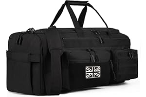 LHI 3-in-1 Tactical Gym Bag 50L, Multi-Purpose Duffle Holdall Backpack with Shoe Compartment, MOLLE System, Weekend Travel Bag - Black
