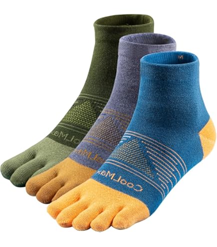 3 Paires De Chaussettes Injinji Mid Crew Toe Running - Homme Taille S (5-7.5) - Neuves
