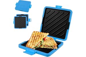 CBWERBB Microwave Toastie Maker,Microwave Toastie Sandwich Maker, Silicone Microwaveable Cookware, Heatwave Technology Non-Stick Plates Wireless for Cooking Delicious Crispy Sandwiches (Sky Blue)