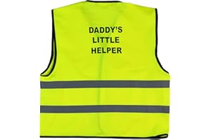 GILLICCI Unisex Kids High Visibility Vest Hi Vis Waistcoat with Daddy's Little Helper Writing at Back