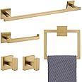 YACVCL 5-Piece Gold Bathroom Hardware Accessories Set, 23.6 Inch Towel Bar Set Towel Ring Towel Hook & Toilet Paper Holder, Modern Towel Rack Hanger Stainless Steel Towel Holder Wall Mounted