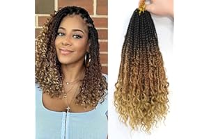 AINIMIU 8Packs Goddess Box Braids Crochet Hair With Curly Ends 14 inch Pre-looped Bohomian Crochet Box Braids Synthetic Braiding Hair Extensions (14 Inch, 1B/30/27)…