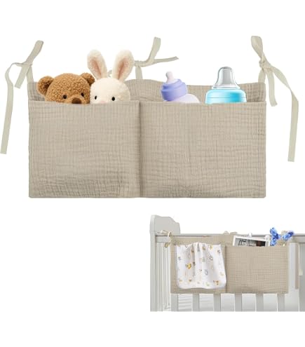 Tasche da Letto Appendibile Borse portaoggetti da appendere al letto Organizzatore for culla in cotone for neonati Tasca for pannolini giocattolo for set di biancheria da letto for culla Accessori Bor