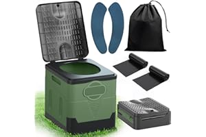 SaiXuan WC Portátil Plegable, 25L de Capacidad, Soporta hasta 150KG – Inodoro Portátil con 24 Bolsas Desechables, Bolsa de Transporte y Cojín, para Camping, Autocaravana, Senderismo