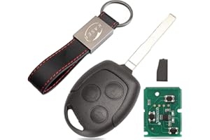 KASER Llave Mando Coche con Tarjeta Electrónica 3 Botones Compatible para Ford Mondeo Focus Fiesta C MAX S MAX Galaxy (433MHz 4D63) Transponder Lista para Codificación