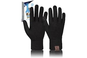 Voqeen Guante de Lana 100% Guantes de invierno cálidos con pantalla táctil 3 dedos Manoplas de texto para hombres mujeres para ciclismo correr escalar senderismo deportes al aire libre