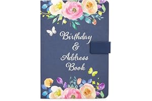 Sixstore Telefono Indirizzi e Libro dei Compleanni Indice A-Z Bellissimo Tessuto Copertina Stile Vintage Formato A5 Copertina Morbida Imbottita Indirizzi e Libro dei Compleanni con Chiusura Magnetica