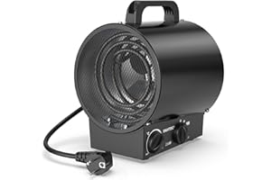 DAHTEC Calefactor 2000W - Calentador Electrico Portatil - Con Asa, Termostato y Protección Contra Sobrecalentamiento - Apto para Hogares, Tallers